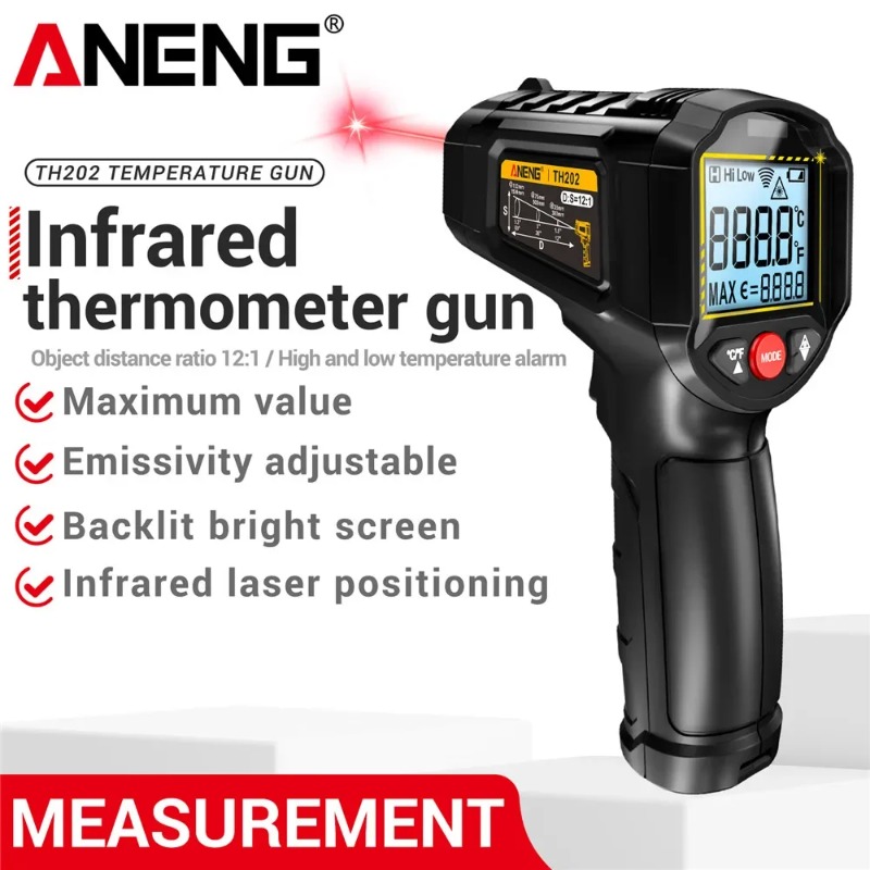 Industrial Laser Temperature Gun - ANENG TH202 Industriële handthermometers Autotest Contactloze