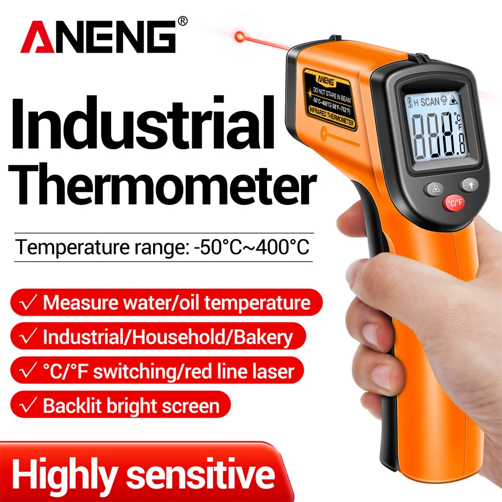 Industrial Laser Temperature Gun - ANENG TH201 Infrarood Thermometer Gun Digitaal