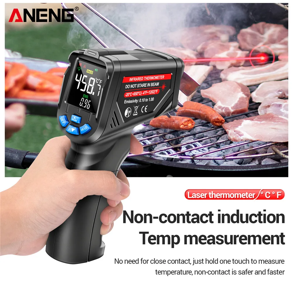 Industrial Laser Temperature Gun - Infraroodthermometer Digitaal Contactloos -20~650 ℃ ANENG