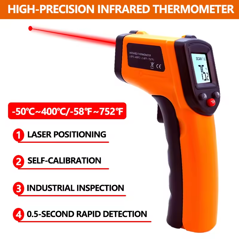 Industrial Laser Temperature Gun - Handheld infraroodthermometer Temperatuurpistool Contactloze laserhittetester voor