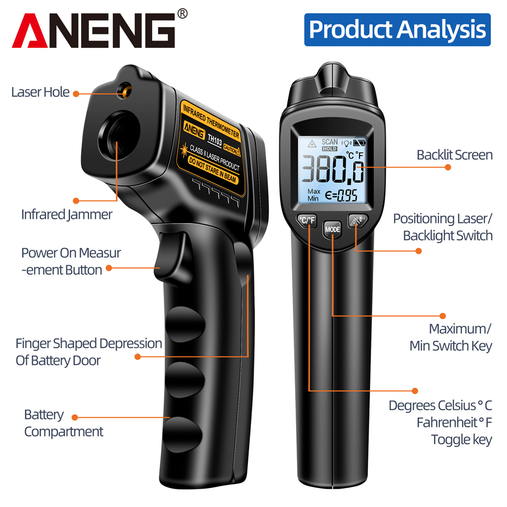 Infraroodlaserthermometer Indu - Industrial Laser Temperature Gun recensie en prijs