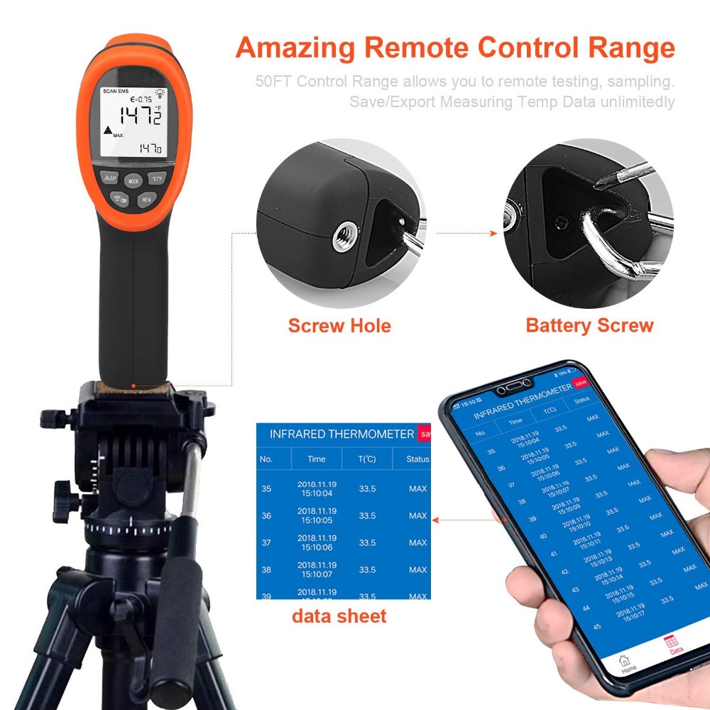 BTMETER Digitale Pyrometer Con - Industrial Laser Temperature Gun recensie en prijs